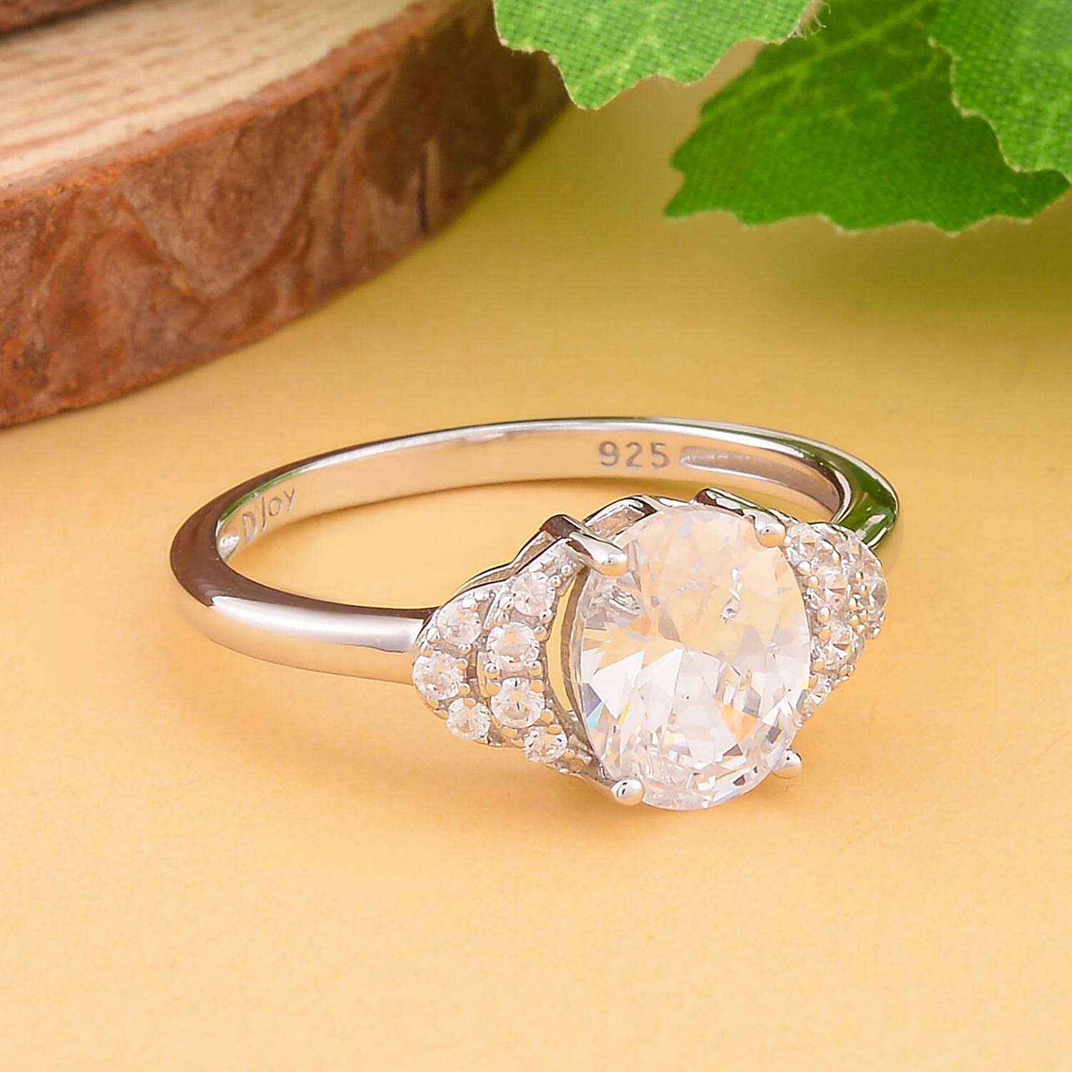 Simulated Diamond Ring in Rhodium Overlay Sterling Silver 7303313 1