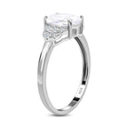 Simulated Diamond Ring in Rhodium Overlay Sterling Silver