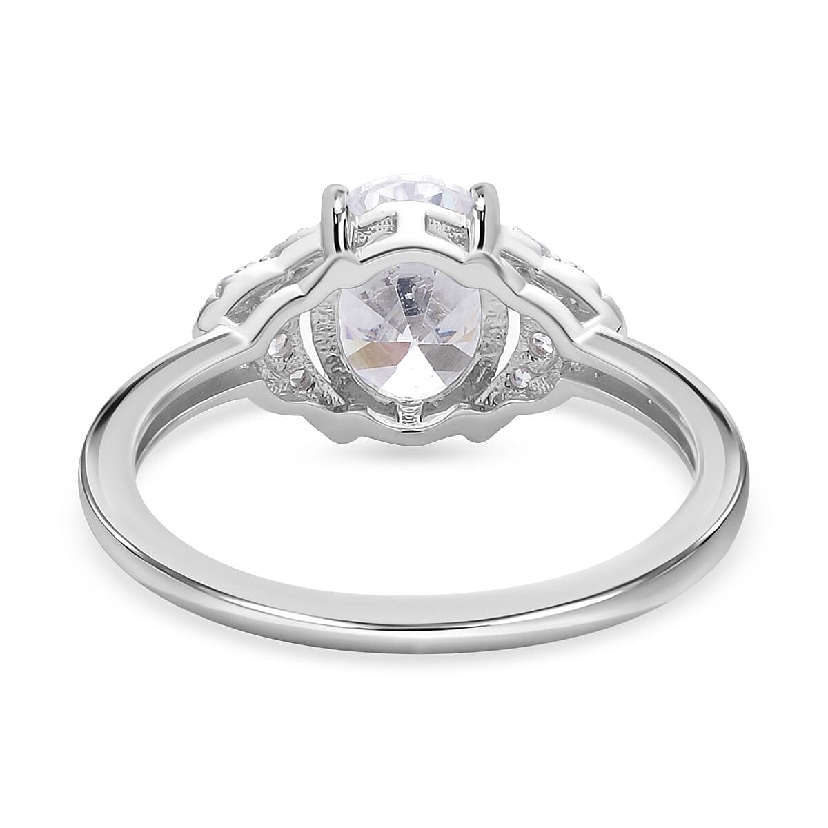 Simulated Diamond Ring in Rhodium Overlay Sterling Silver 7303313 4