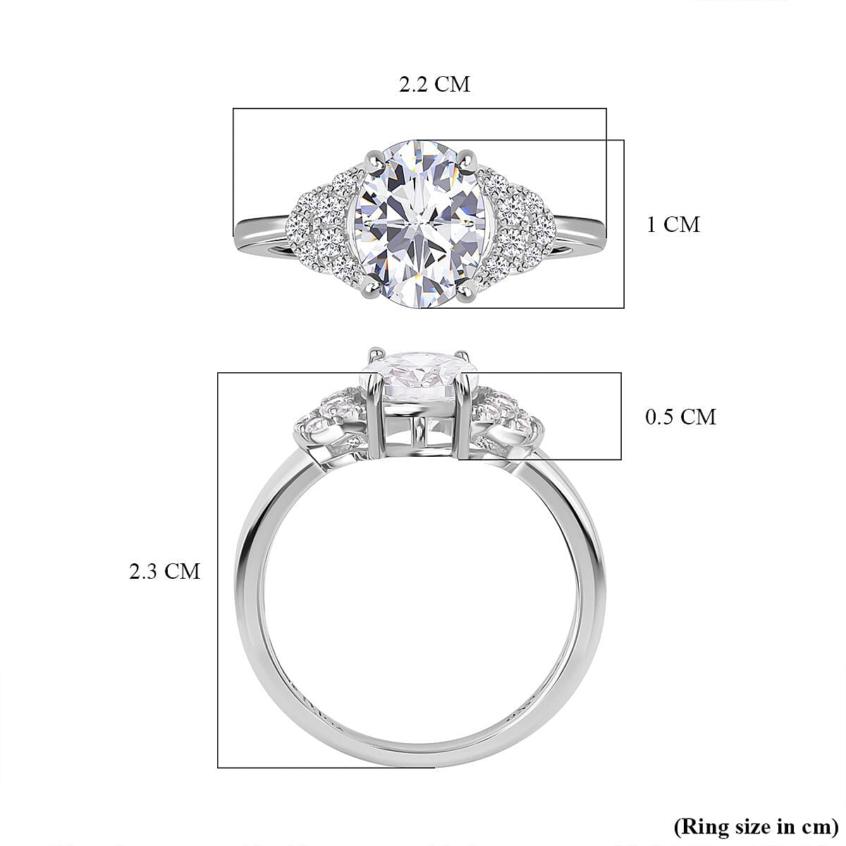 Simulated Diamond Ring in Rhodium Overlay Sterling Silver 7303313 5