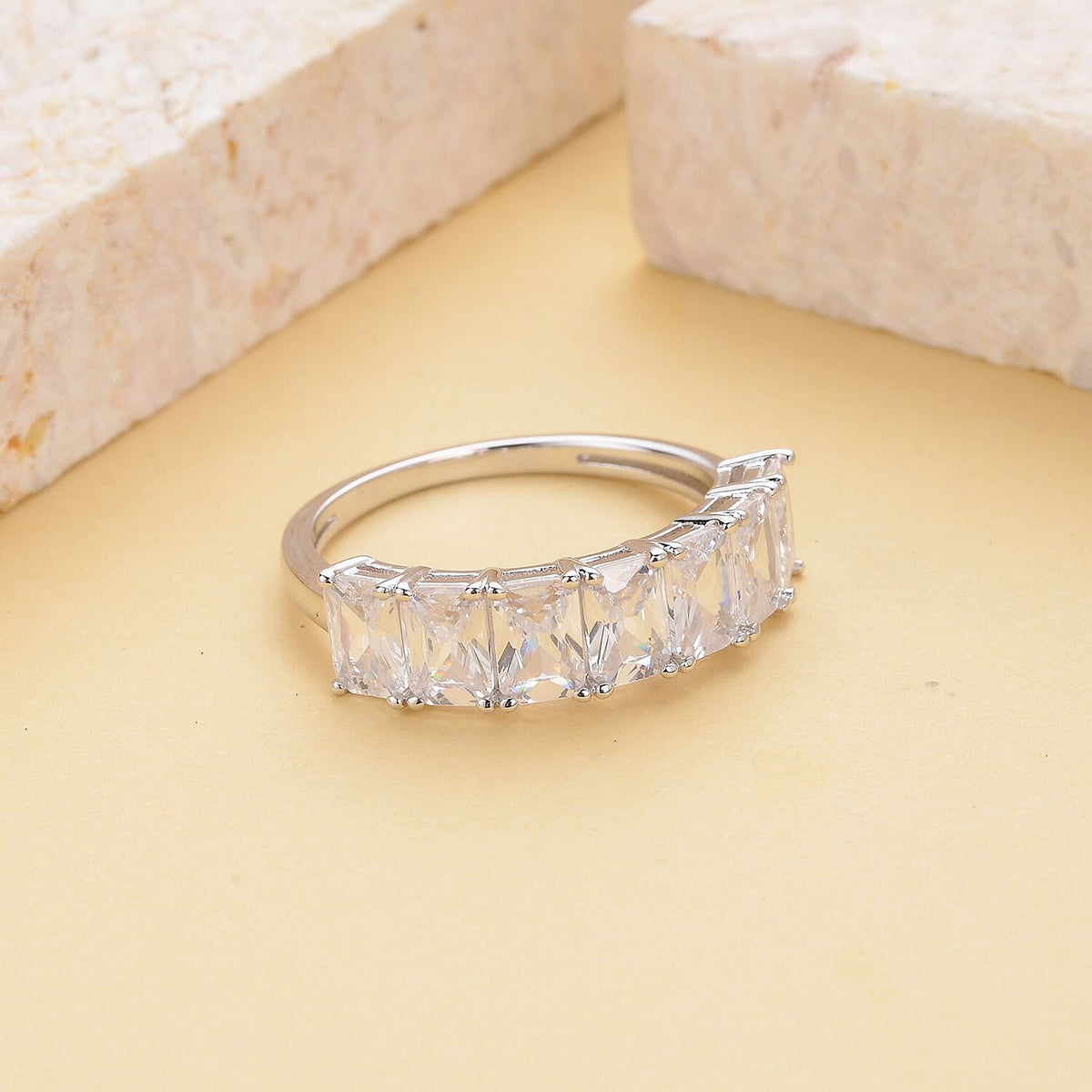 Simulated Diamond Ring in Rhodium Overlay Sterling Silver. 7159437 1