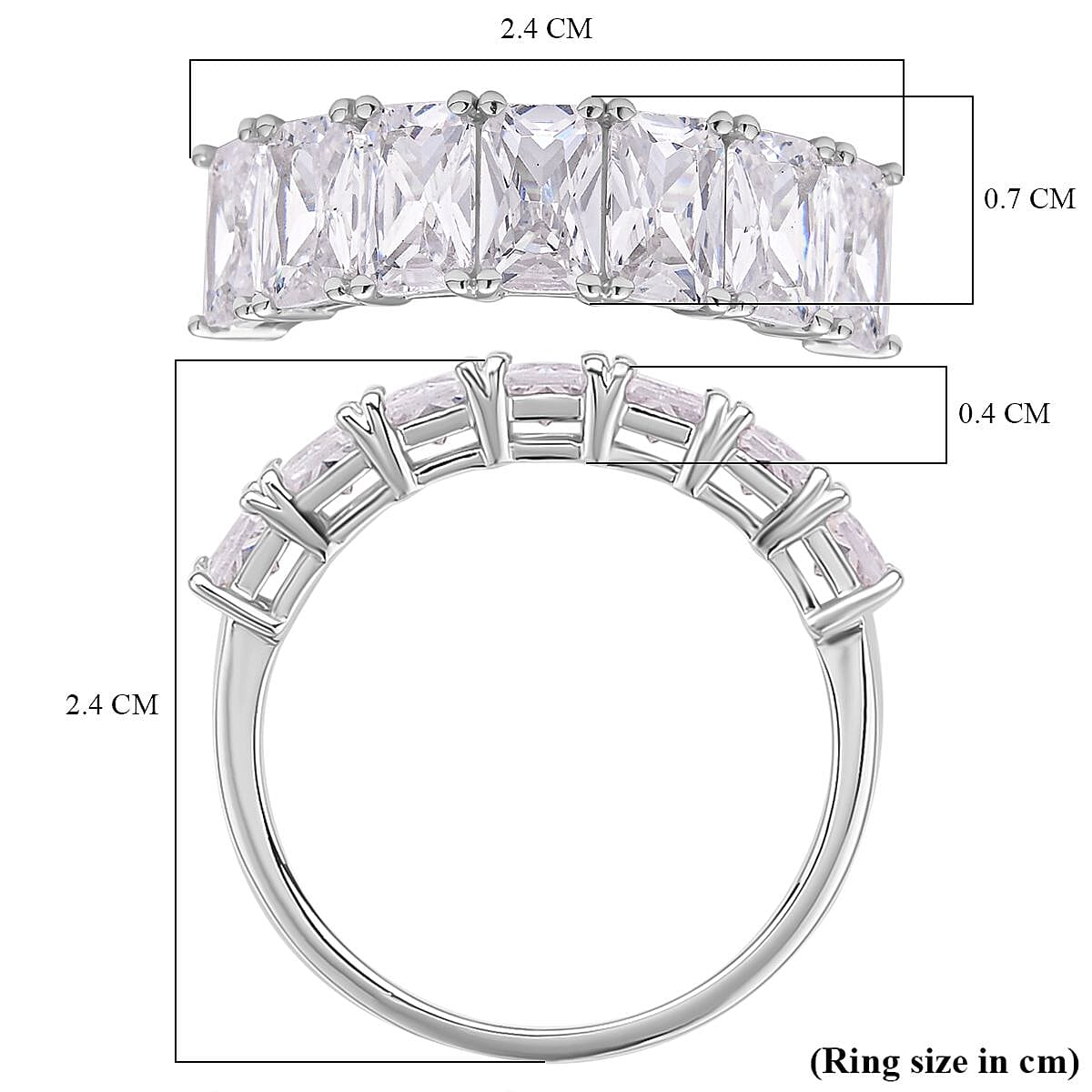 Simulated Diamond Ring in Rhodium Overlay Sterling Silver. 7159437 5