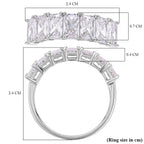 Simulated Diamond Ring in Rhodium Overlay Sterling Silver.