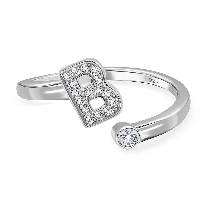 Simulated Diamond Ring in Rhodium Overlay Sterling Silver