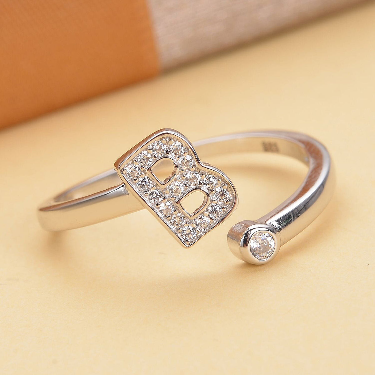 Simulated Diamond Ring in Rhodium Overlay Sterling Silver V32711286 2