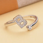 Simulated Diamond Ring in Rhodium Overlay Sterling Silver