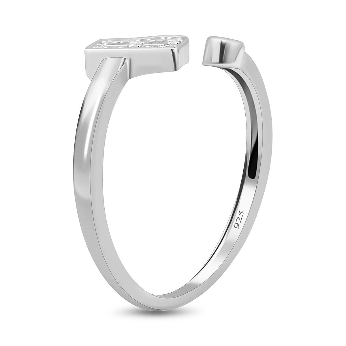 Simulated Diamond Ring in Rhodium Overlay Sterling Silver V32711286 4