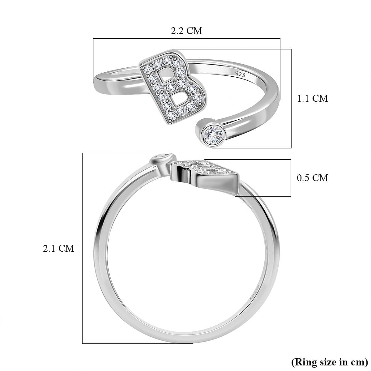 Simulated Diamond Ring in Rhodium Overlay Sterling Silver V32711286 6