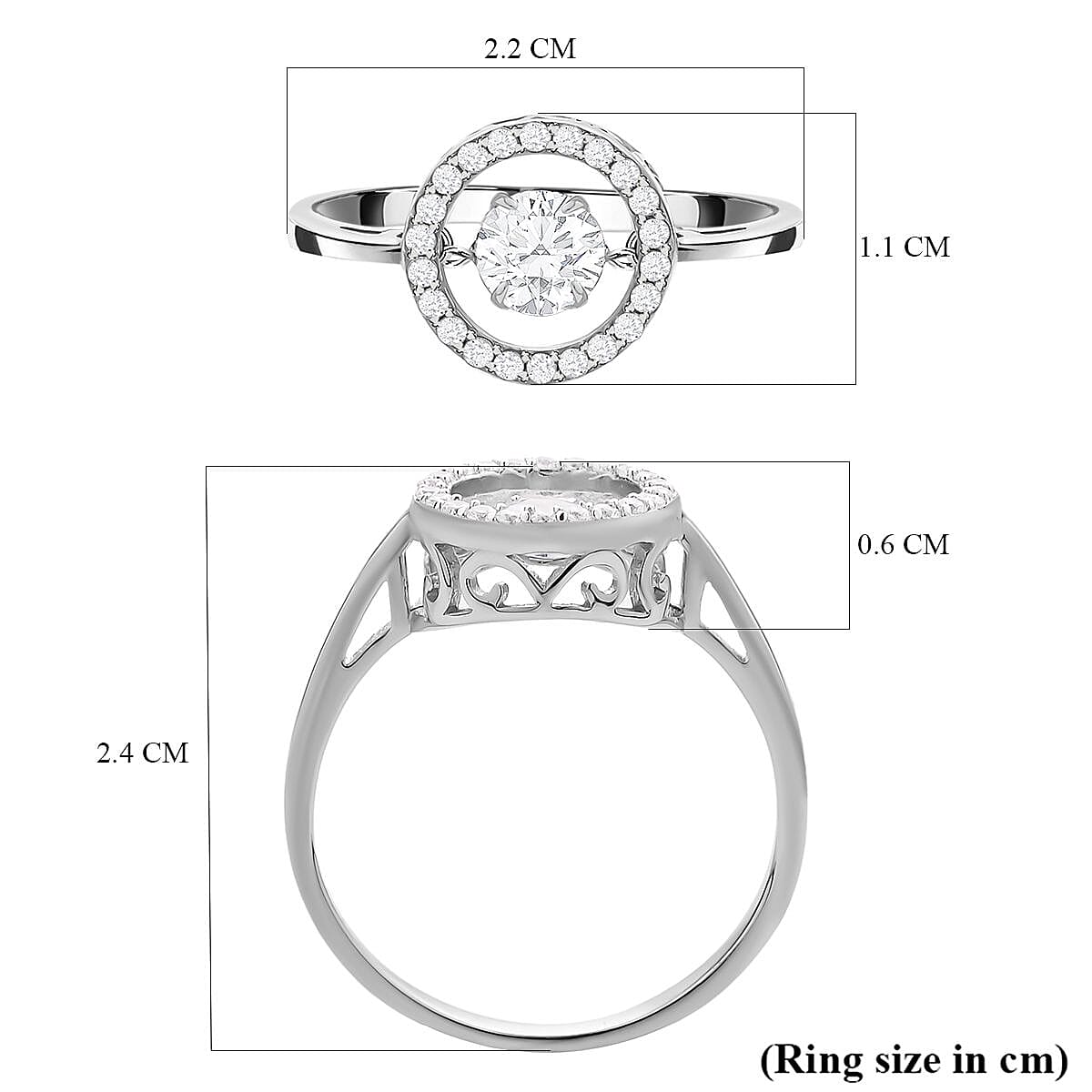 NY Close Out- Simulated Diamond Ring in Rhodium Overlay Sterling Silver 7261064 11