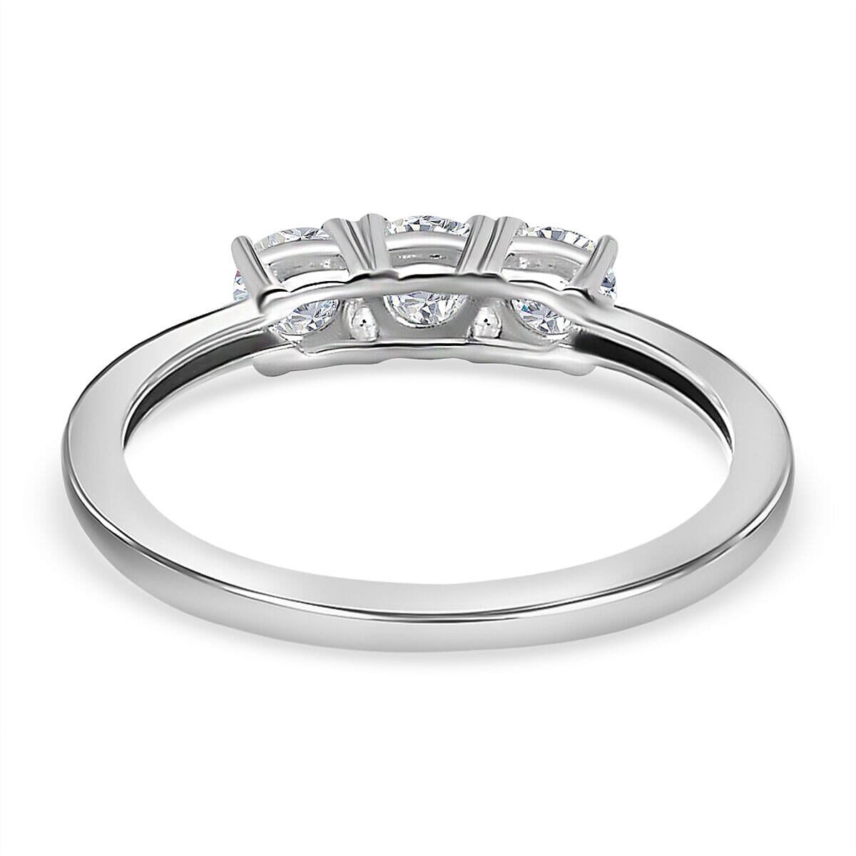 Simulated diamond three-stone ring in Sterling silver 7271241 9