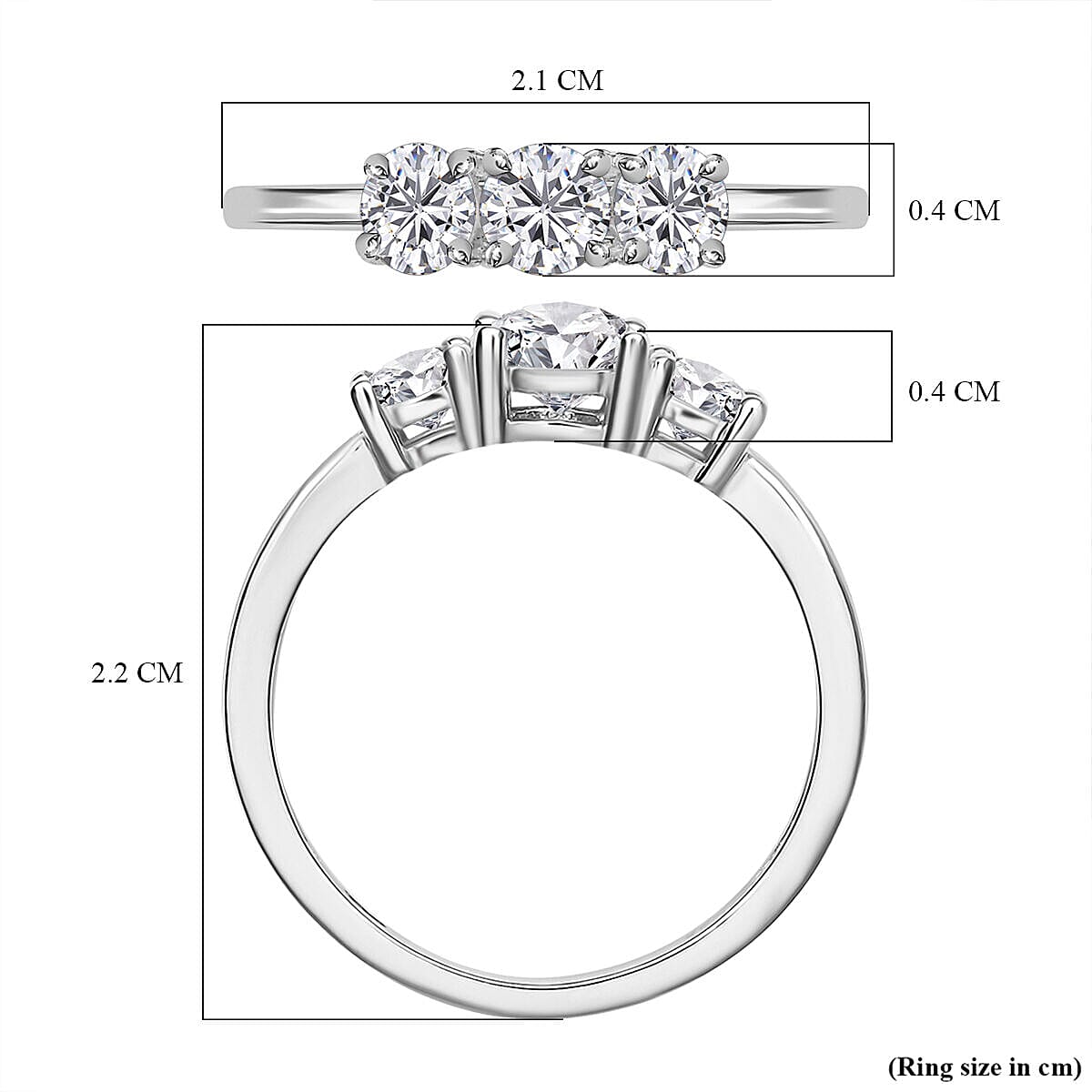 Simulated diamond three-stone ring in Sterling silver 7271241 11