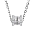 Simulated Diamond Screw Hollow Tunnels Pendant with Chain (Size 20 inch -2 inch Extender) in Silver Tone