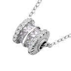 Simulated Diamond Screw Hollow Tunnels Pendant with Chain (Size 20 inch -2 inch Extender) in Silver Tone