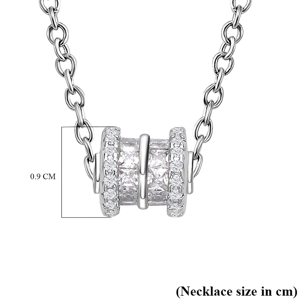 Simulated Diamond Screw Hollow Tunnels Pendant with Chain (Size 20 inch +2 inch Extender) in Silver Tone 4122243 4