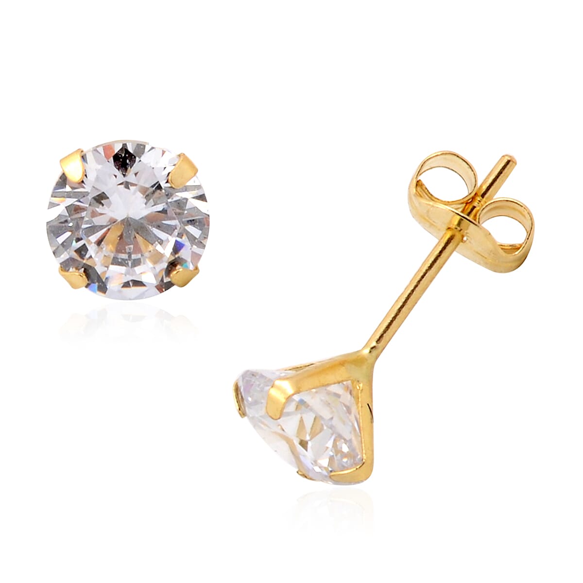 Simulated Diamond Solitaire Stud Earrings in 9K gold 3355481 0