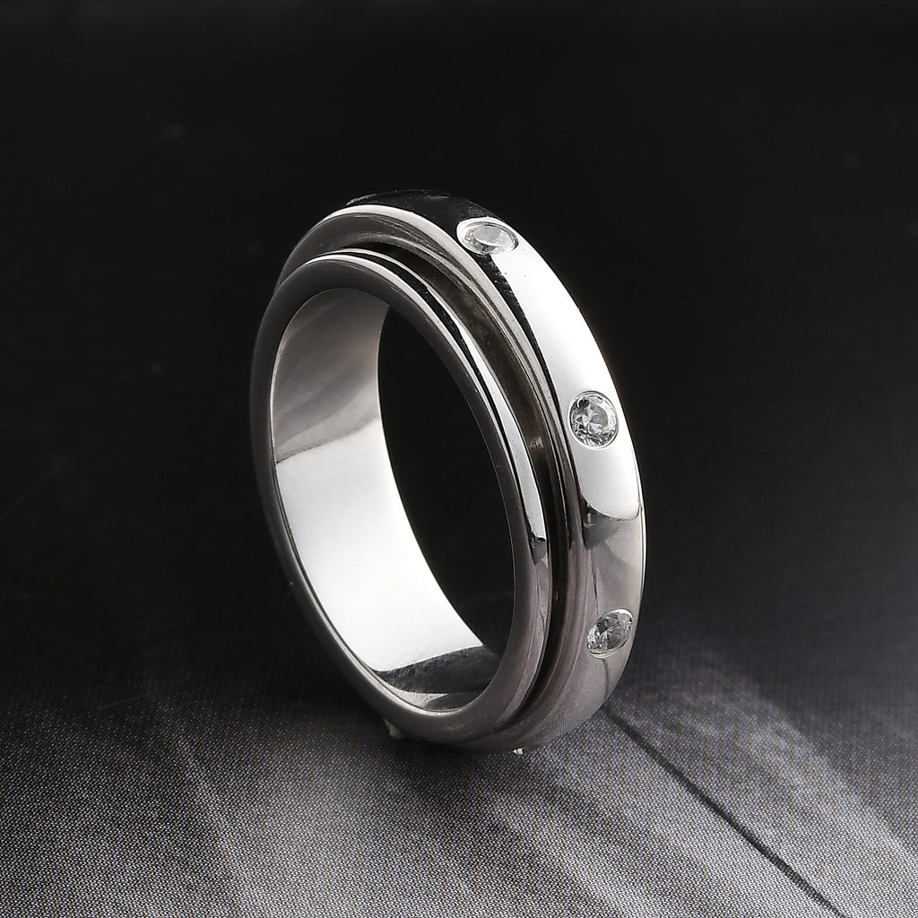 NY Close Out- CZ  Band Ring in Platinum Overlay Sterling Silver