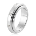 NY Close Out- CZ  Band Ring in Platinum Overlay Sterling Silver