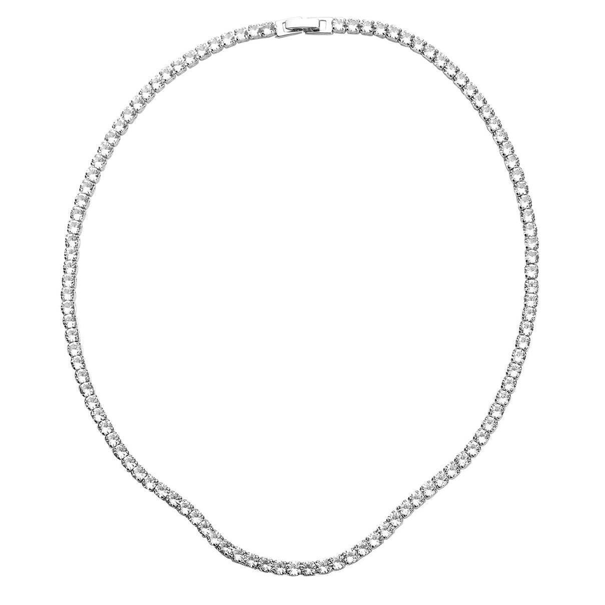 Simulated Diamond Tennis Necklace Size - 18 inches in Silver Tone 7588809 0