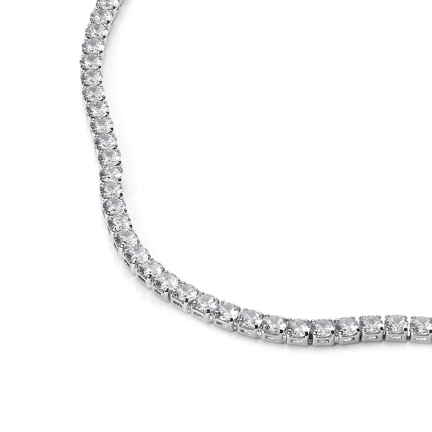 Simulated Diamond Tennis Necklace Size - 18 inches in Silver Tone 7588809 3
