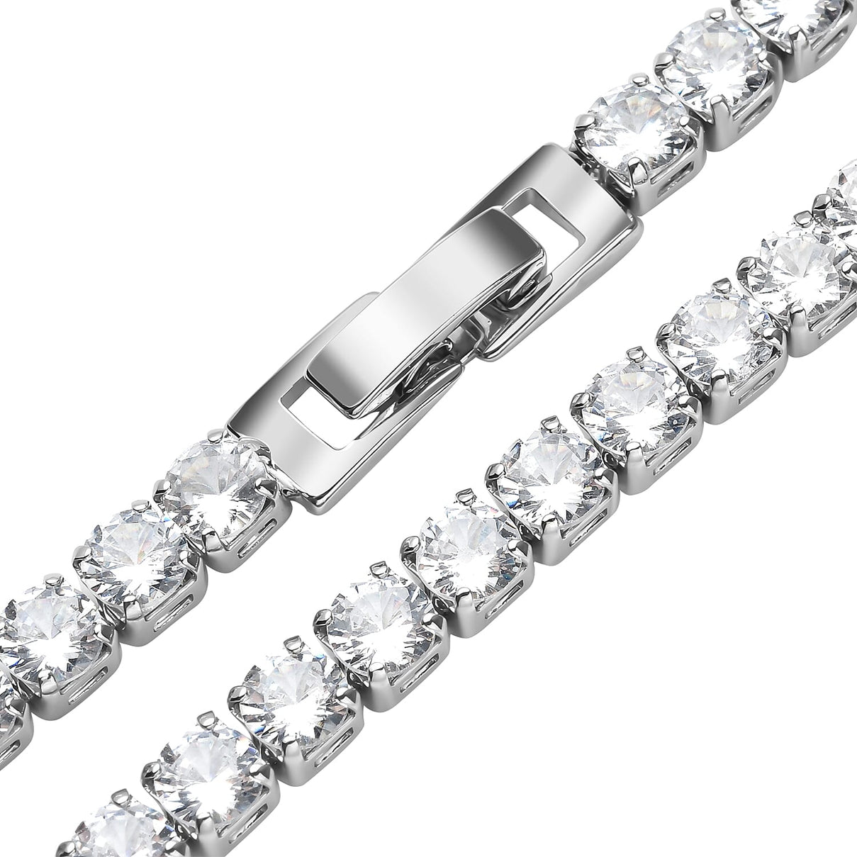 Simulated Diamond Tennis Necklace Size - 18 inches in Silver Tone 7588809 4