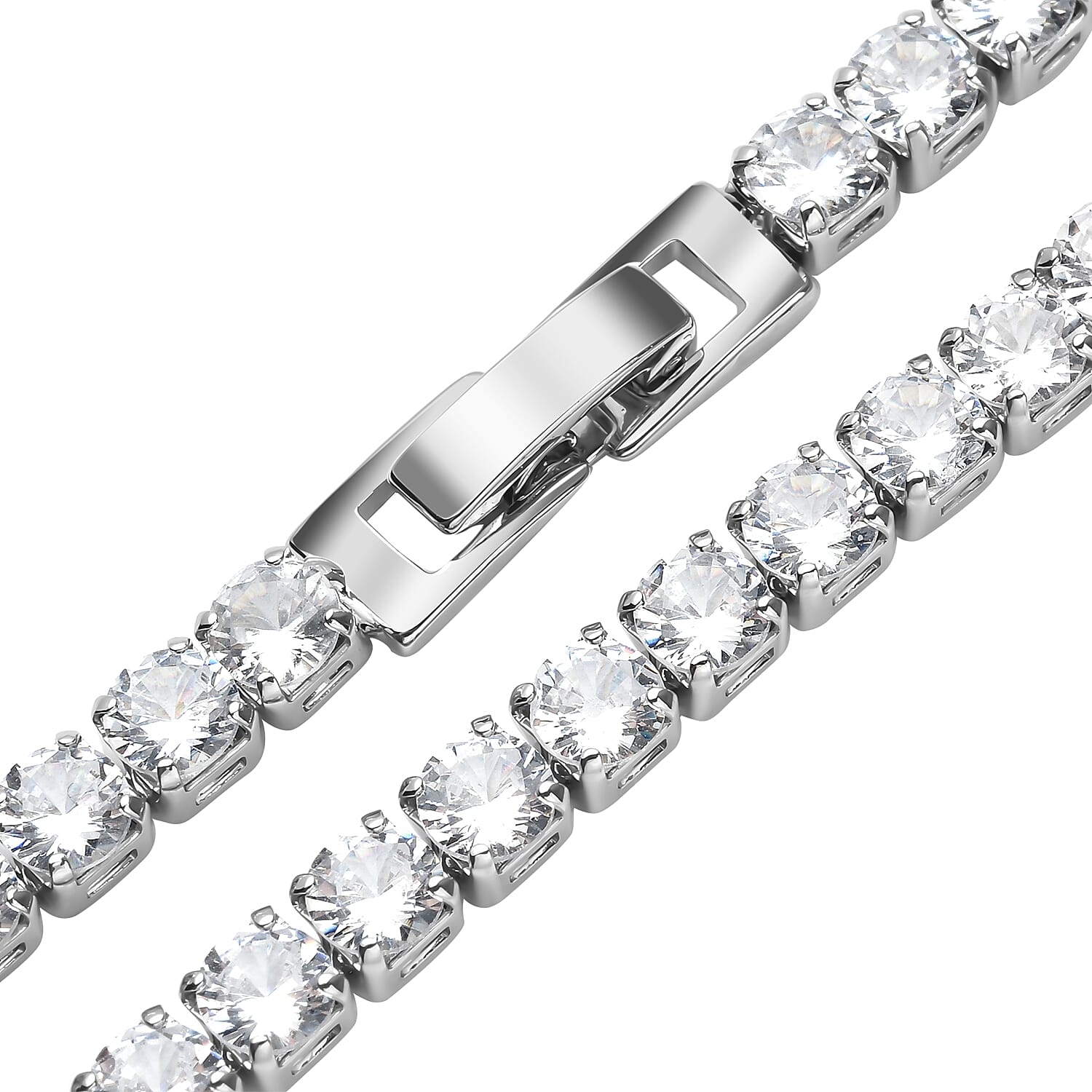 Simulated Diamond Tennis Necklace Size - 18 inches in Silver Tone 7588809 4