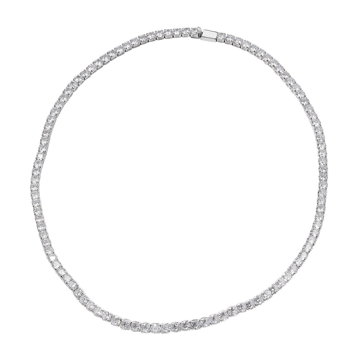 Simulated Diamond Tennis Necklace (Size 17) in Silver Tone 3652117 0