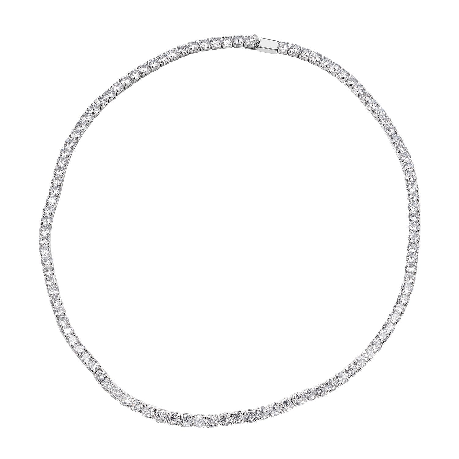 Simulated Diamond Tennis Necklace (Size 17) in Silver Tone 3652117 0