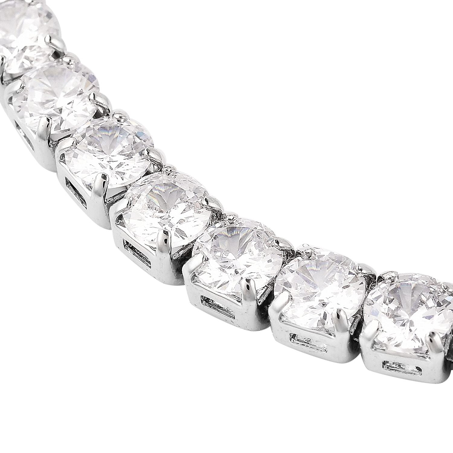 Simulated Diamond Tennis Necklace (Size 17) in Silver Tone 3652117 3
