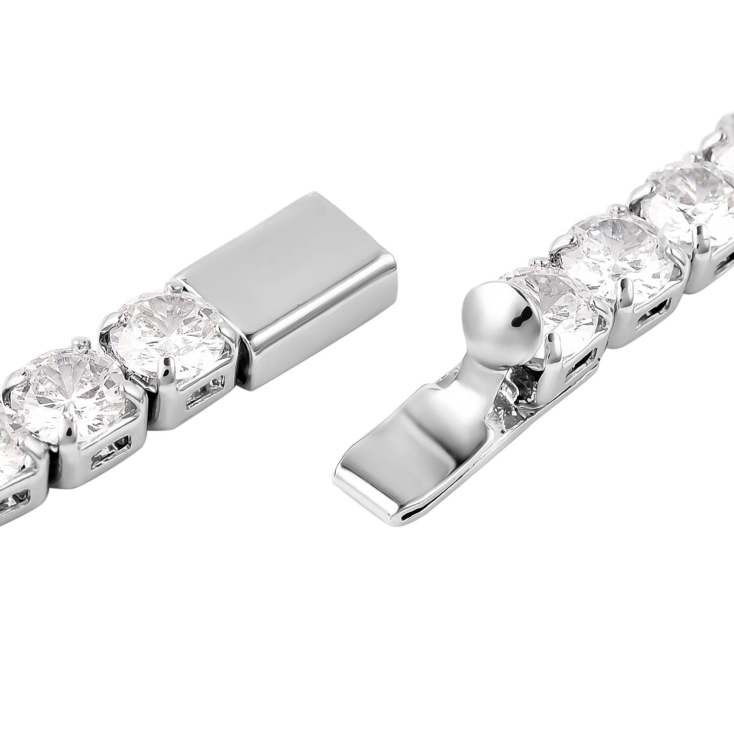 Simulated Diamond Tennis Necklace (Size 17) in Silver Tone 3652117 5
