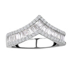 NY Close Out - Simulated Diamond Wishbone Ring in Rhodium Overlay Sterling Silver