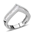 NY Close Out - Simulated Diamond Wishbone Ring in Rhodium Overlay Sterling Silver