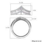 NY Close Out - Simulated Diamond Wishbone Ring in Rhodium Overlay Sterling Silver