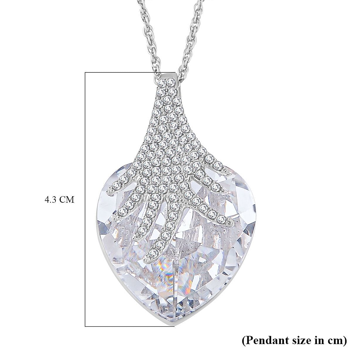 Simulated Diamond and White Austrian Crystal Heart Pendant with Chain (Size - 20-2 Inch Ext.) 4122769 3