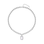 Simulated Diamond and White Austrian Crystal Necklace (Size - 20-2 Inch Ext.) in Silver Tone