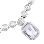 Simulated Diamond and White Austrian Crystal Necklace (Size - 20-2 Inch Ext.) in Silver Tone