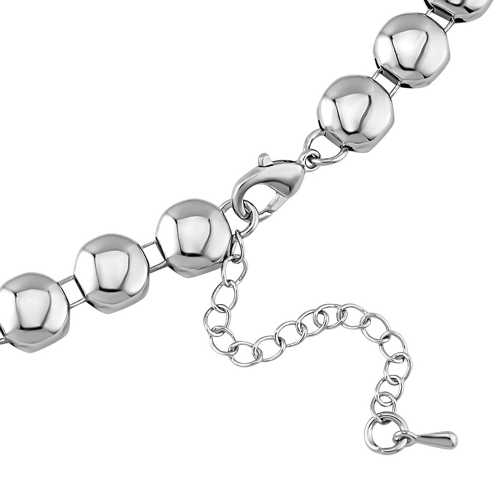 Simulated Diamond and White Austrian Crystal Necklace (Size - 20-2 Inch Ext.) in Silver Tone