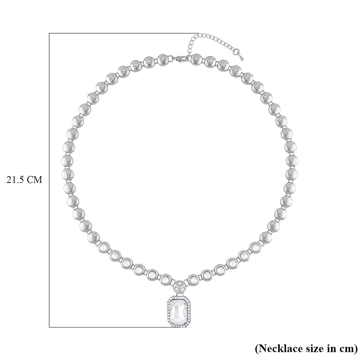 Simulated Diamond and White Austrian Crystal Necklace (Size - 20-2 Inch Ext.) in Silver Tone 7303254 4