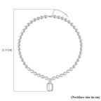 Simulated Diamond and White Austrian Crystal Necklace (Size - 20-2 Inch Ext.) in Silver Tone