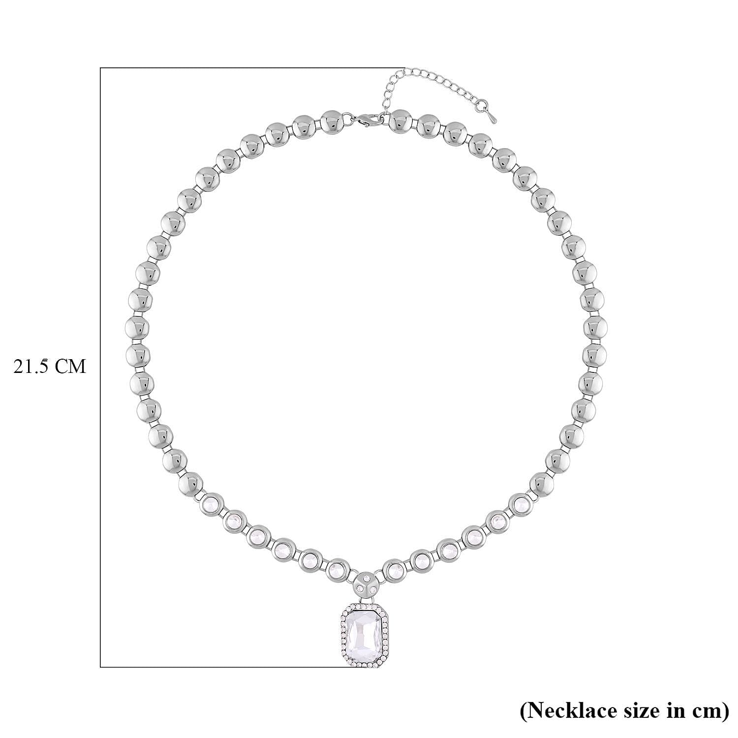 Simulated Diamond and White Austrian Crystal Necklace (Size - 20-2 Inch Ext.) in Silver Tone 7303254 4
