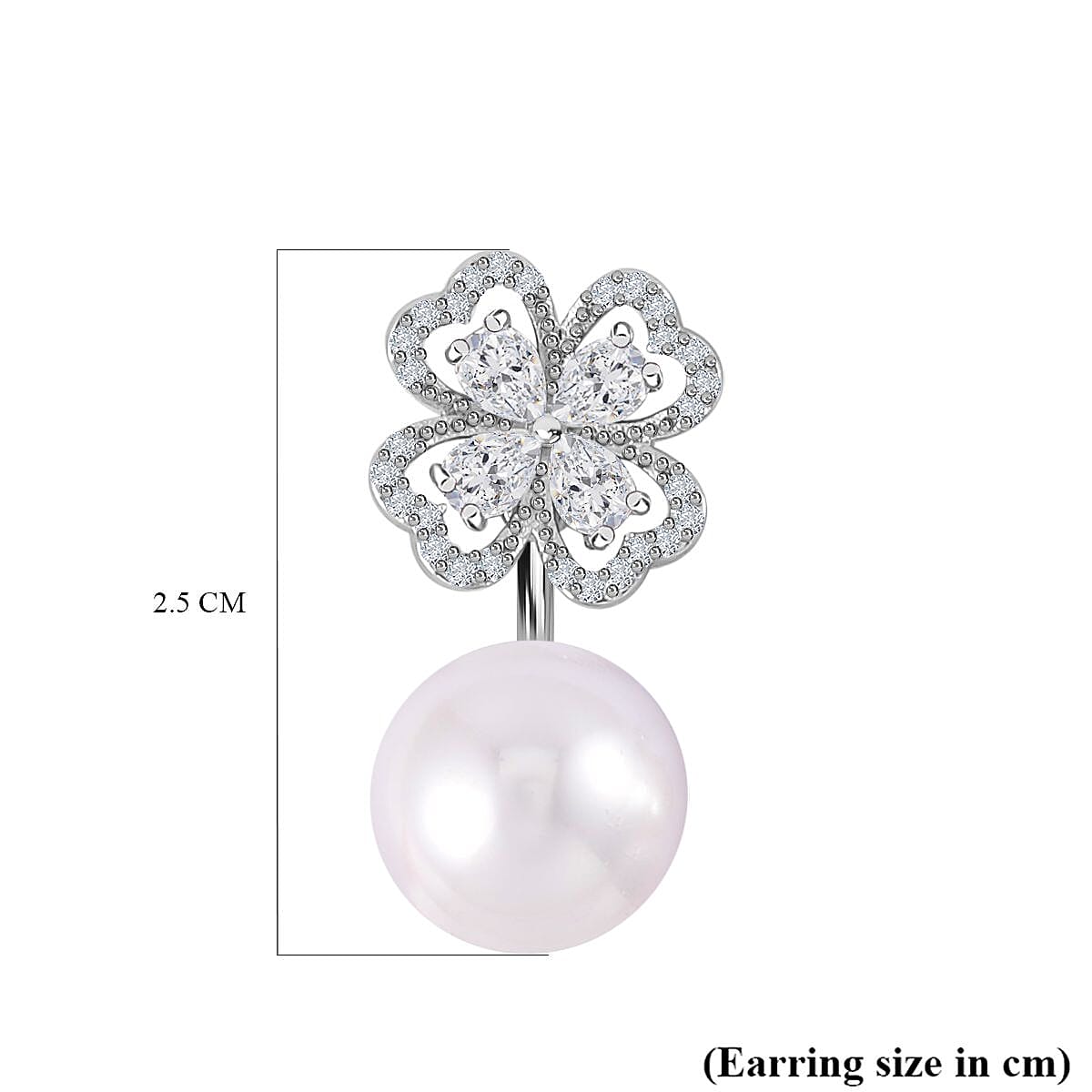 White Shell Pearl and Simulated Diamond Floral Ball Stud Earrings 7323069 6