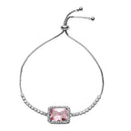 Simulated Kunzite & Simulated Diamond Bracelet (Size - 6-9) in Silver Tone 1.00 Ct.