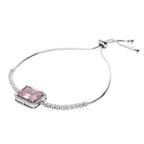 Simulated Kunzite & Simulated Diamond Bracelet (Size - 6-9) in Silver Tone 1.00 Ct.