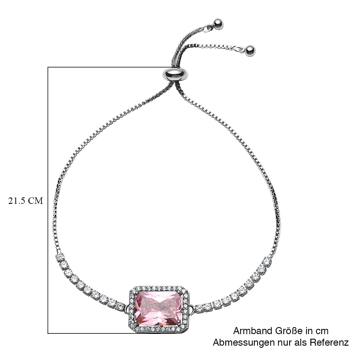 Simulated Kunzite &amp; Simulated Diamond Bracelet (Size - 6-9) in Silver Tone 1.00 Ct. 7300924 5