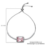 Simulated Kunzite & Simulated Diamond Bracelet (Size - 6-9) in Silver Tone 1.00 Ct.