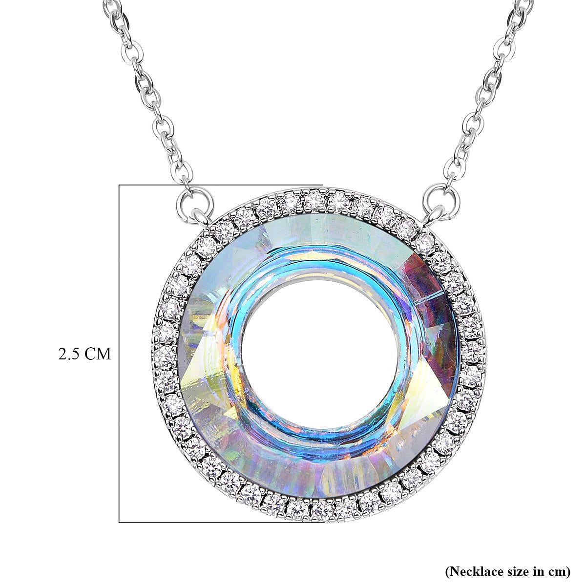 Simulated Mercury Mystic Topaz and Simulated Diamond Circle Necklace (Size - 20 With 2 Inch Extender) in Silver Tone V32638427 6