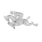 Simulated Mercury Mystic Topaz, Simulated Diamond and White Austrian Crystal Horse Brooch in Silver Tone