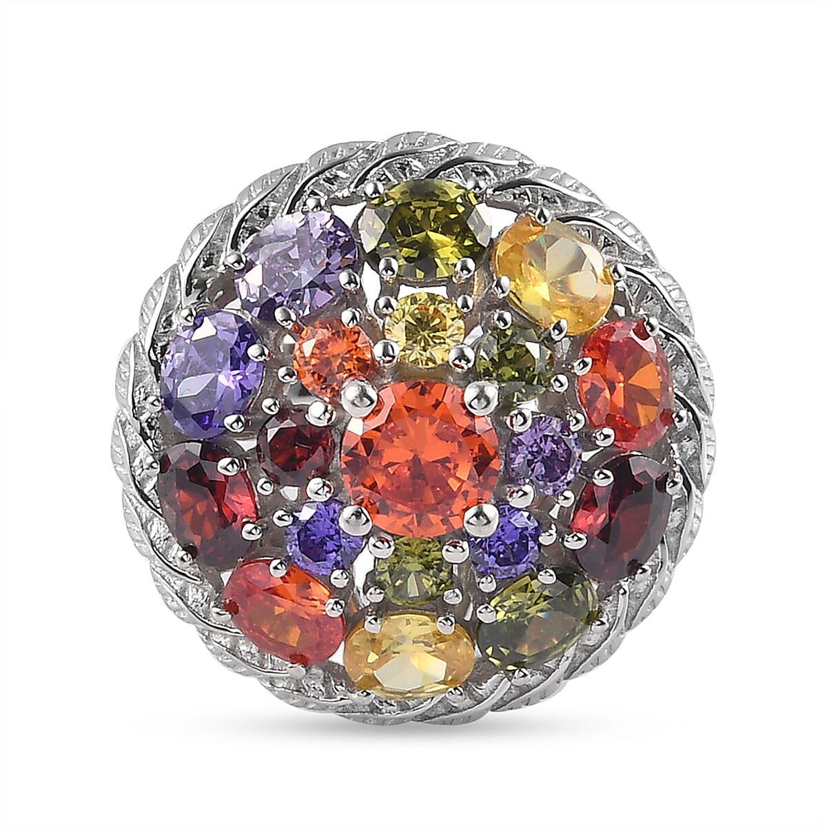 Simulated Multi Gemstones Ring in Silver Tone 3867063 0