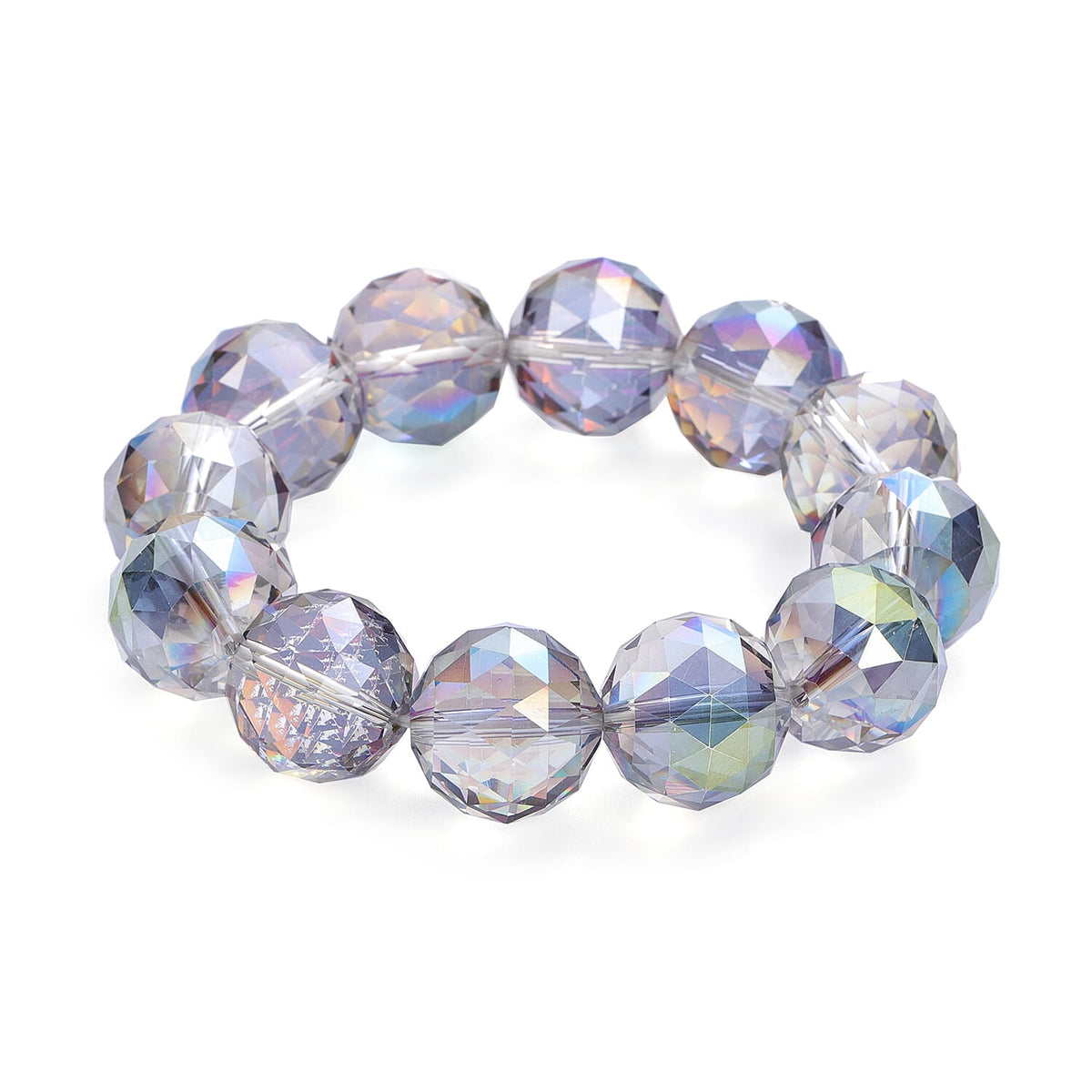 Simulated Mystic Topaz Stretchable Beads Bracelet (Size - 7) 6006832 0