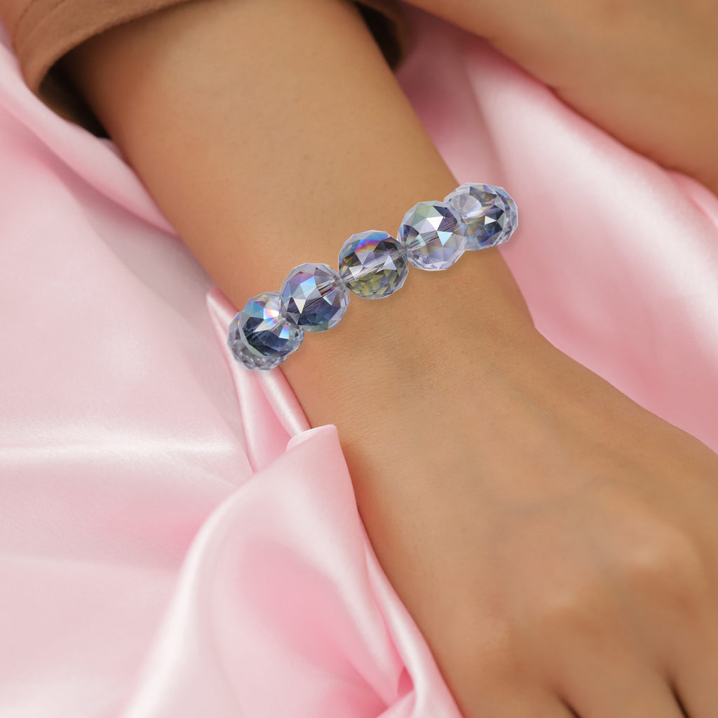 Simulated Mystic Topaz Stretchable Beads Bracelet (Size - 7)