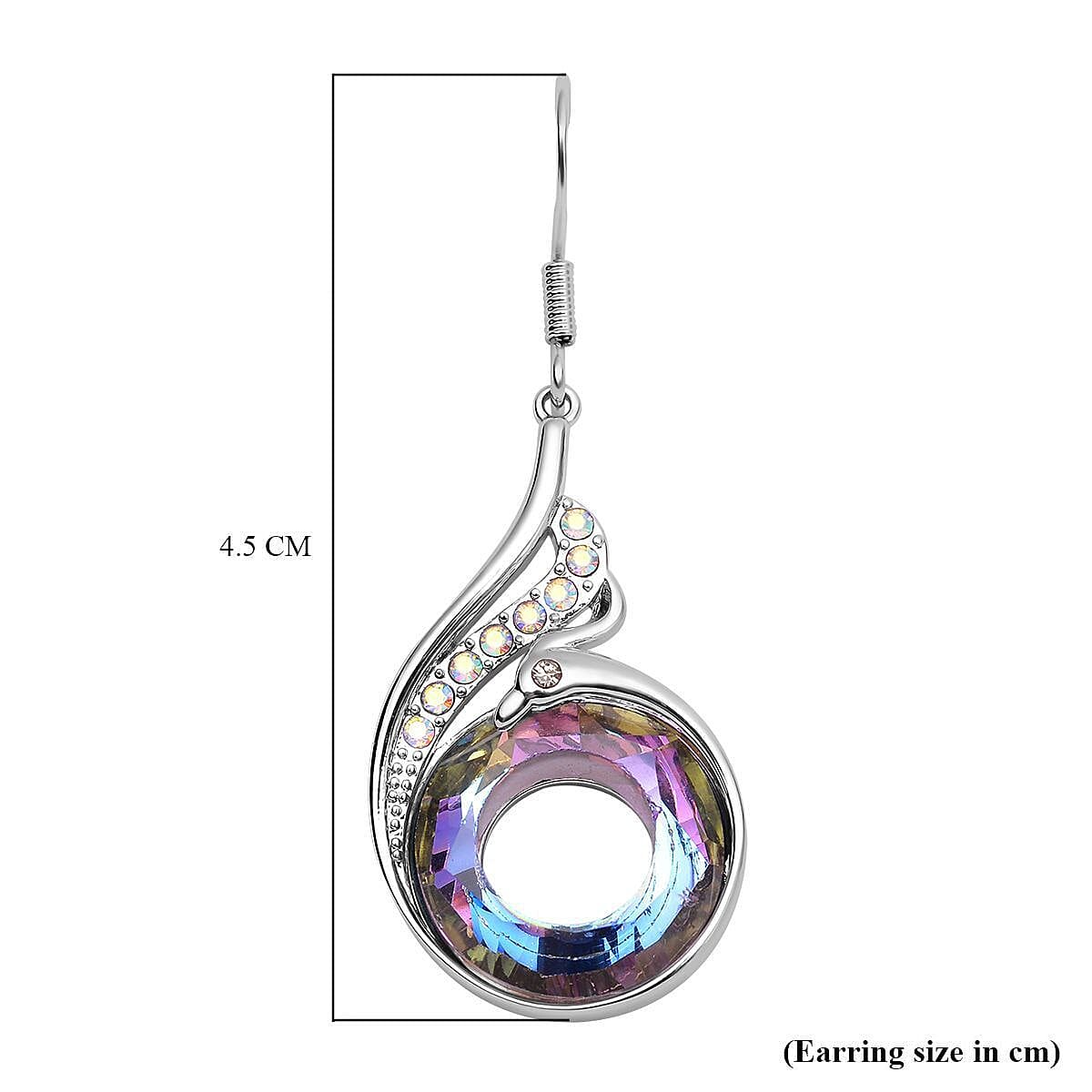 Simulated Mystic Topaz, White and Grey Austrian Crystal Fish Hook Earrings in Silver Tone 8943711 5